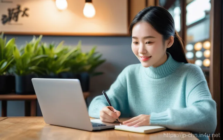 중국어 실무 경험 공유 - **Prompt:** A vibrant, cheerful young East Asian woman in her early twenties, dressed in a comfortab...