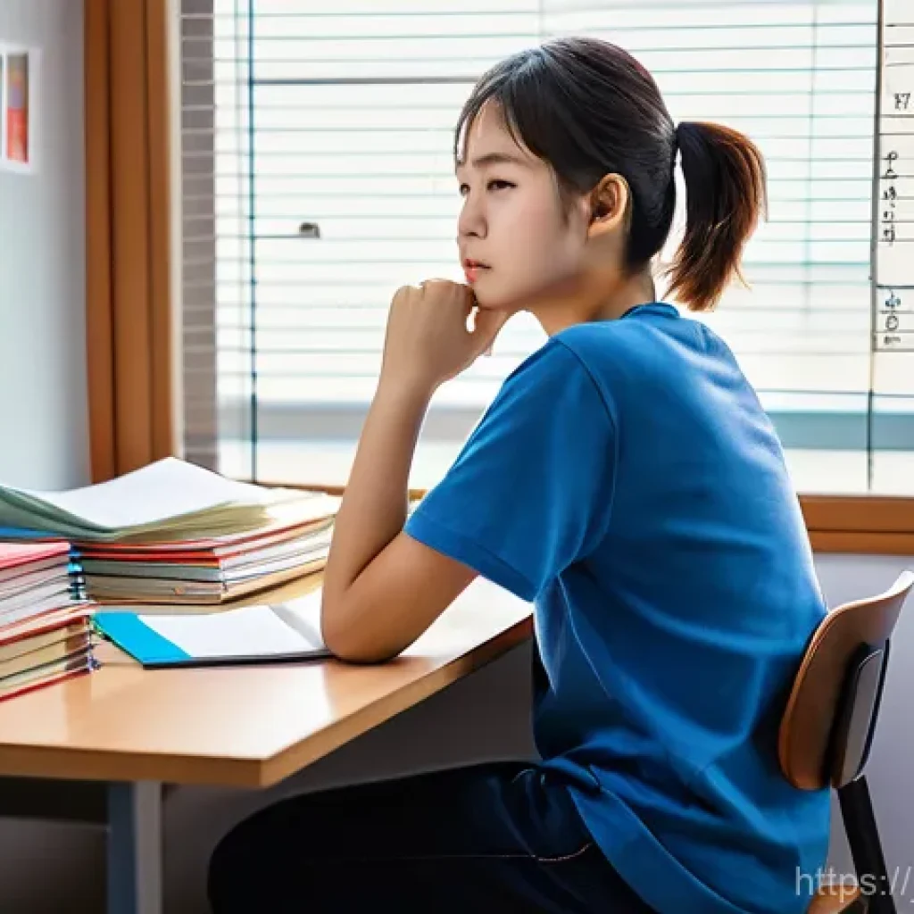 HSK 독해 파트 점수 올리기 - **Prompt:** A focused young university student, around 20 years old, diligently studying Chinese. Th...