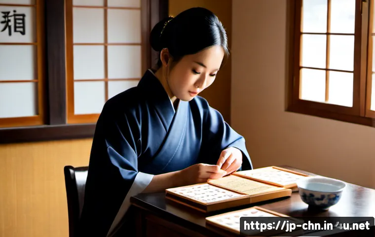 HSK 공부와 중국 문화의 상관관계 - Photorealistic study scene of a Japanese adult learner at a tidy wooden desk, reviewing Chinese lang...
